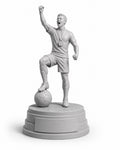Blank 12-inch paintable football statue with fist raised and foot on the ball