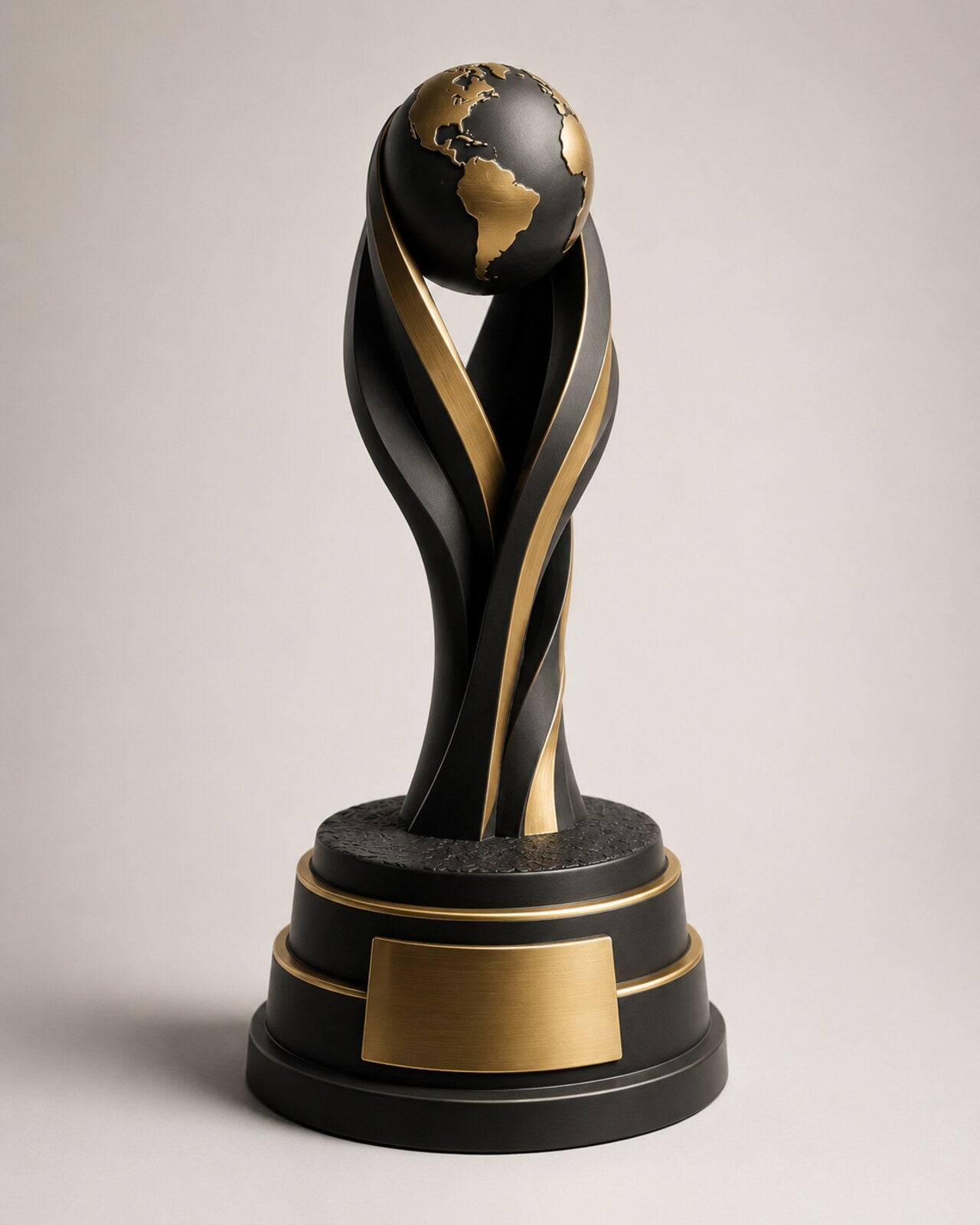 Football trophy painted in black and gold