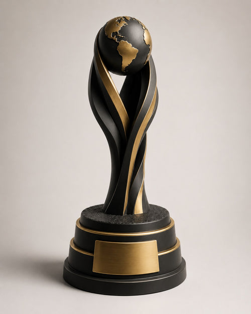 Football trophy painted in black and gold