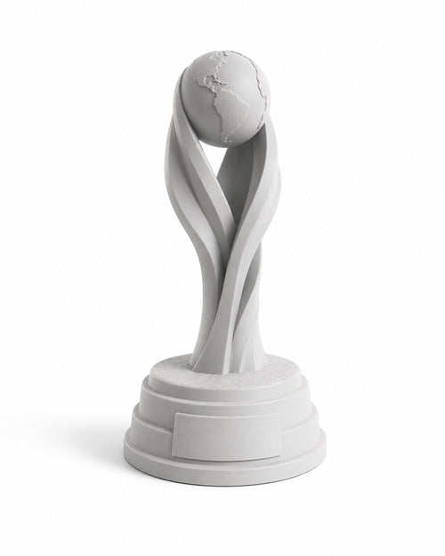 Blank 12-inch paintable football trophy with globe top